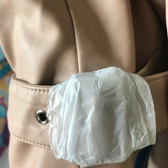 City Chic Faux Leather Crop Biker Jacket Taupe Plus Size - Picture 5 of 13